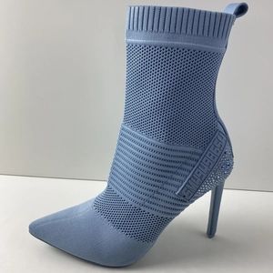Steve Madden Maxwelle Blue knit sock boot